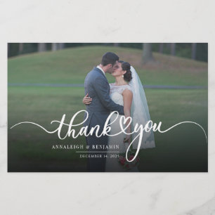 Mariage Photo Carte de remerciements de coeur Lett