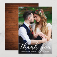 Mariage Photo Carte de remerciements Wood