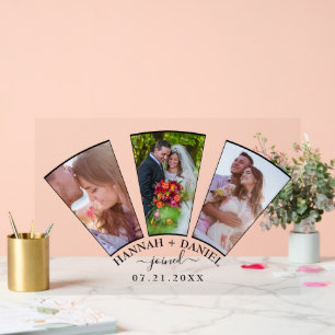 Mariage Photo Collage Forme de ventilateur Nom per