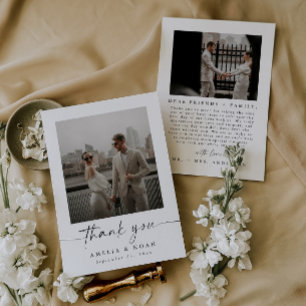 Mariage photo de script moderne Carte de remerciem