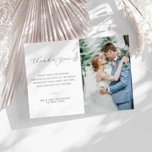 mariage photo délicat lettrage carte de remercieme