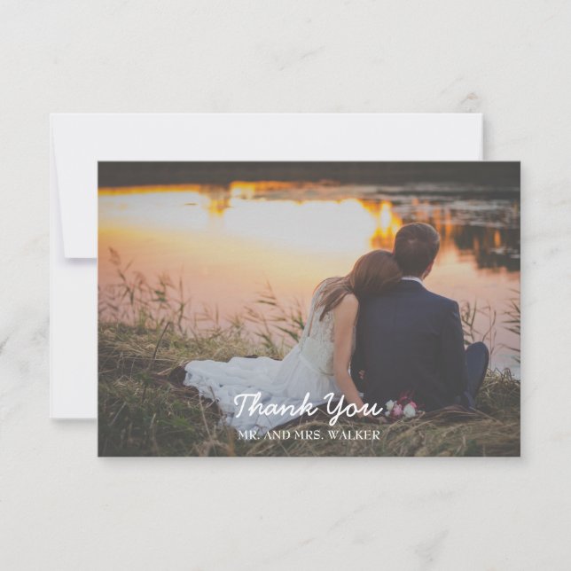 Mariage photo floral vert / Carte de remerciements (Devant)