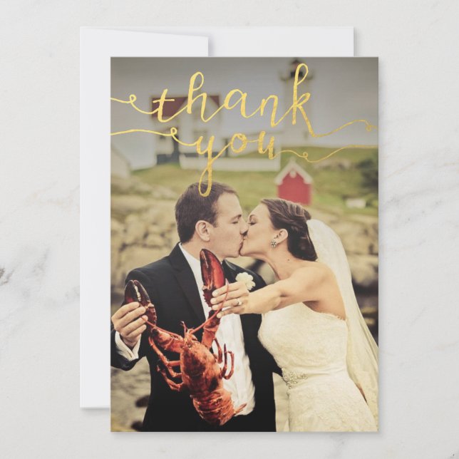 Mariage Photo Gold Foil Merci Cartes (Devant)