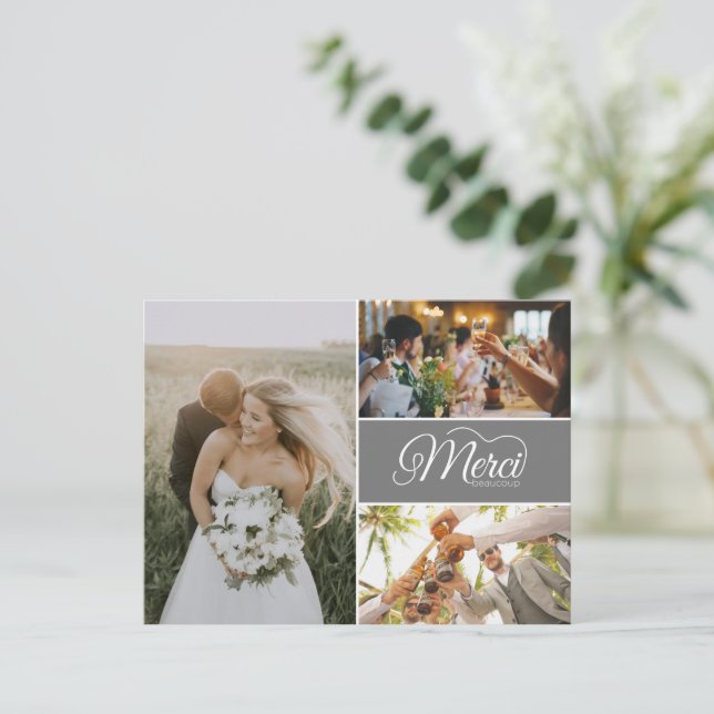 Mariage Photo Merci Beacoup Carte de remerciements (Debout devant)