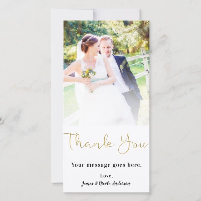 Mariage Photo Merci Thin Faux Gold Foil (Devant)