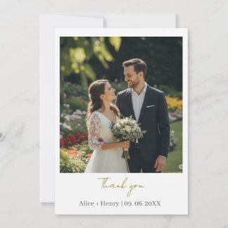 Mariage photo moderne élégant personnalisé Merci