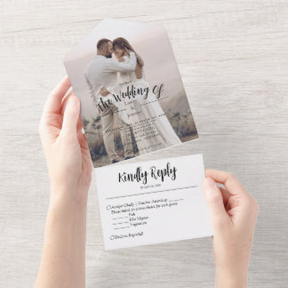 Mariage photo moderne tout en une invitation
