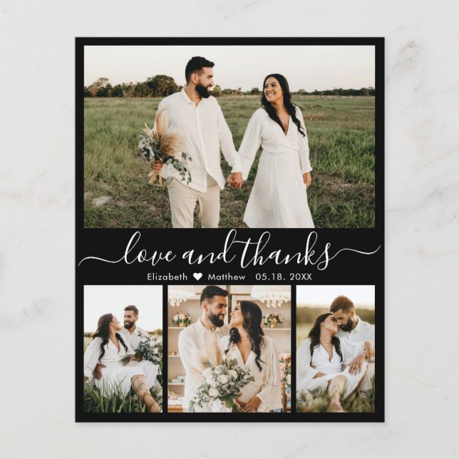 Mariage photo noir budget Carte de remerciements (Devant)