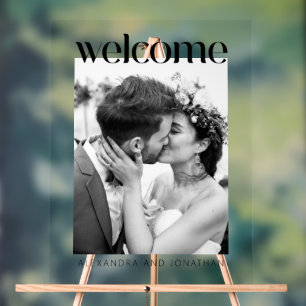 Mariage photo noir et blanc élégant Bienvenue