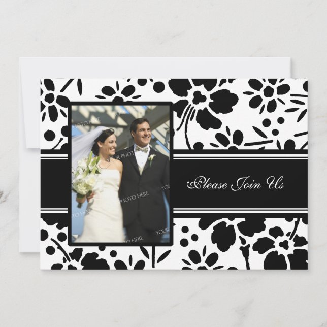 Mariage photo noir et blanc Invitation au renouvel (Devant)