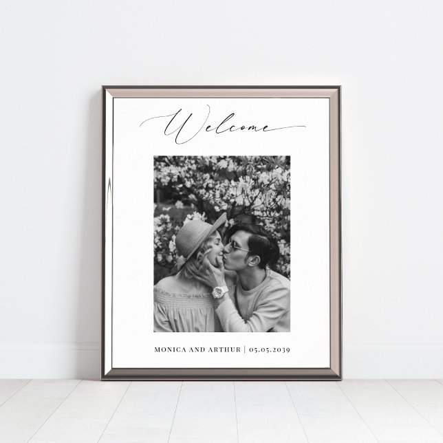 Mariage photo noir et blanc simple Affiche de bien (Créateur téléchargé)