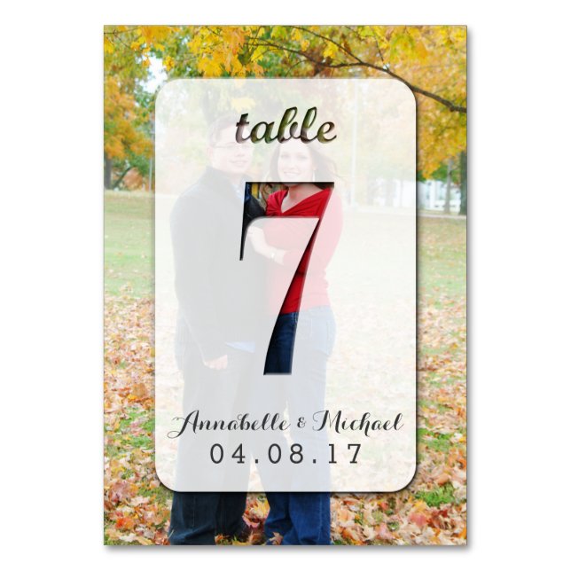 Mariage photo personnalisé Numéro carte 7 (Par défaut)