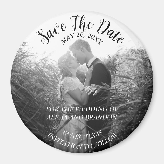 Mariage photo simple et élégant Magnet noir modern (Devant)