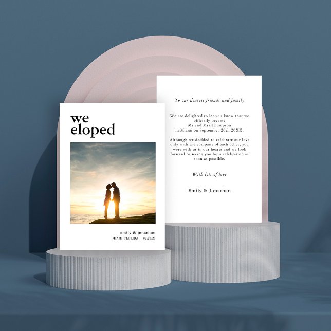 Mariage photo simple Nous Elopé Faire-part (Créateur téléchargé)