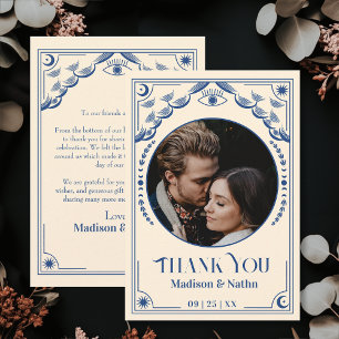 Mariage photo vintage Blue Tarot Card Merci