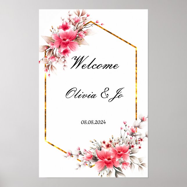 MARIAGE PINK AFFICHE FLORALE POUR MARIAGE (Devant)