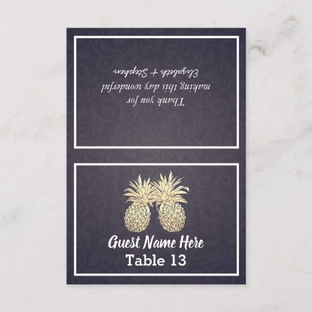 Mariage Place Escort Numéro de table Ananas Or (Devant)