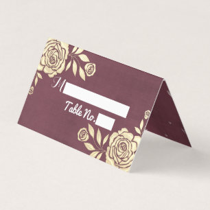Mariage Place Numéro de table Or Roses Bourgogne R