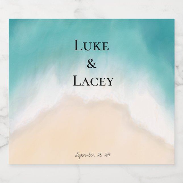 mariage plage aquarelle étiquettes (Étiquettes simples)