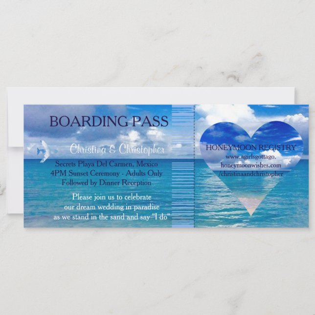 Mariage plage | Carte d'embarquement - Destination (Devant)