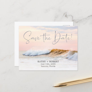 MARIAGE PLAGE ENREGISTRER LA DATE CARTE POSTALE |