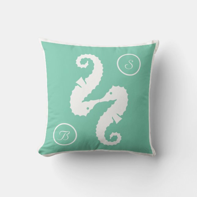 Mariage plage Seahors coussin monogramme personnal (Recto)