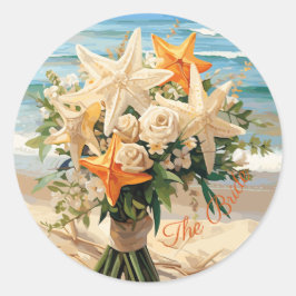 Mariage plage Starfish Bouquet Stickers ronds