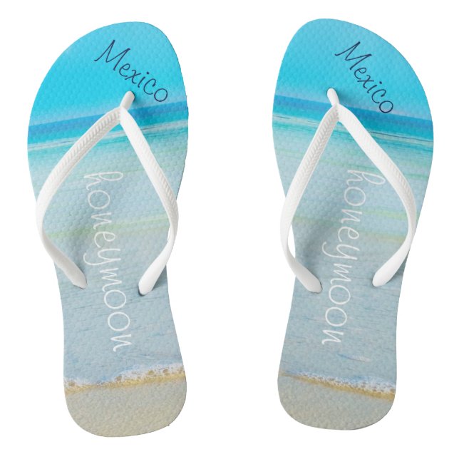 Mariage plage | Tongs | Nom de la mariée | Océan (Semelle)
