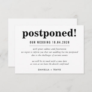 MARIAGE POSTPONÉ faire-part informations simples
