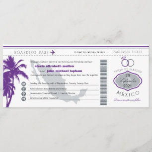 Mariage pourpre de carte d'embarquement du Mexique