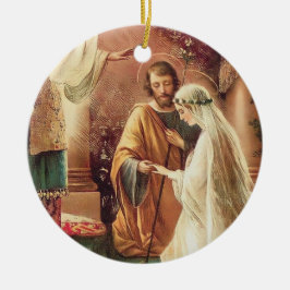 Mariage Premier Noël Ornement en céramique catholi