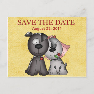 Mariage Puppies Enregistrer la date Carte postale