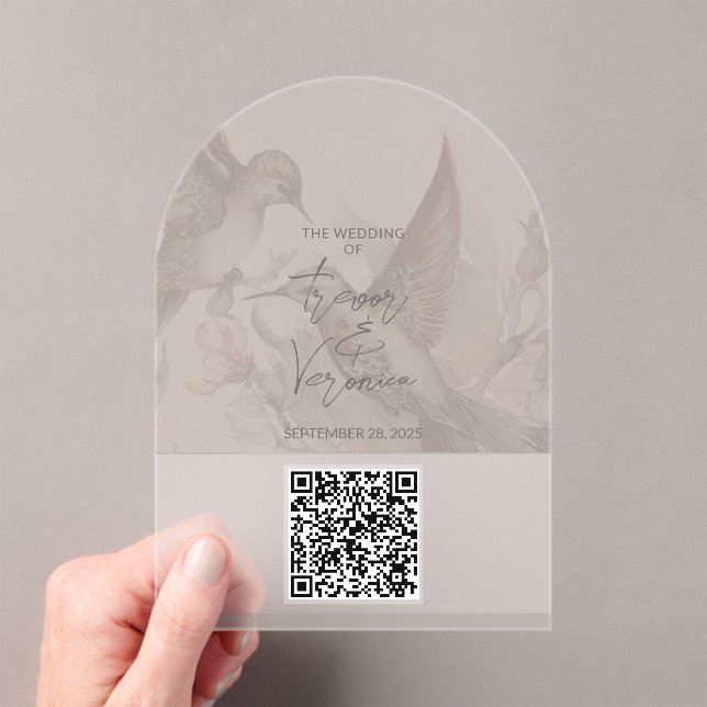 Mariage QR Code Hummingbird Invitation (In situ (ordinateur de poche))