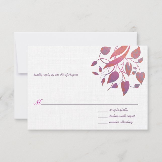 Mariage Raspberry Coral Grey RSVP (Devant)
