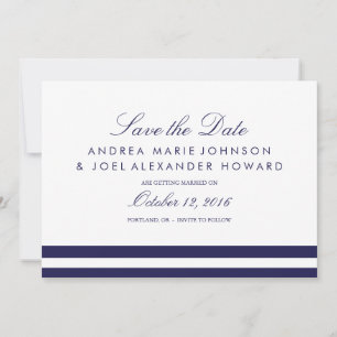 Mariage rayé de la marine, carte "Save the Date"