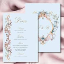 Mariage Regency Era Blue Baroque Crest Menu