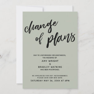 Mariage Reporté "Changement de Plans" Carte de Sag