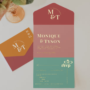 Mariage Rétro des Années Soixante-Dix   Invitation