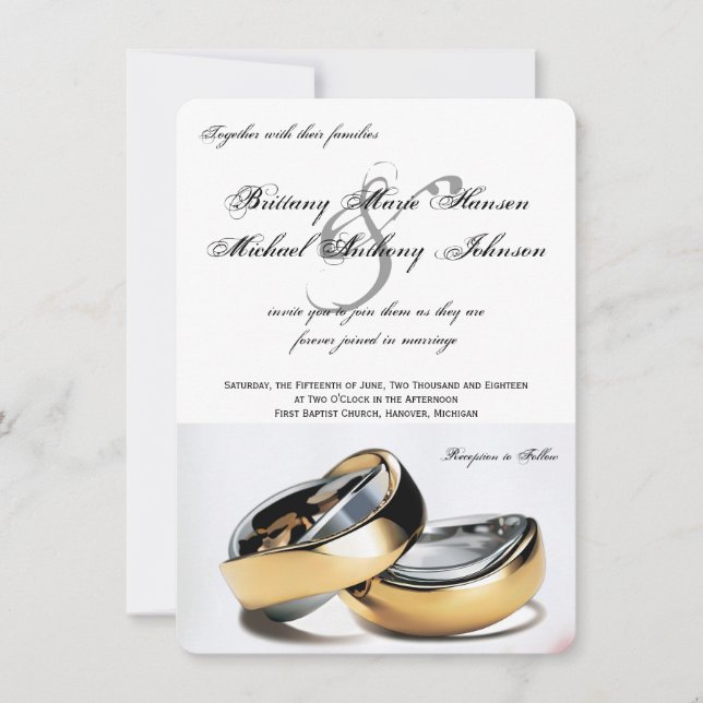 Mariage Rings Gold & Silver Faire-part de mariage (Devant)