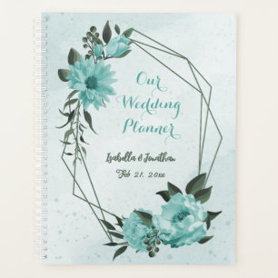 mariage romantique fleurs bleues & feuilles vertes