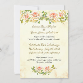 Mariage Rose antique 5 x 7 Invitation I