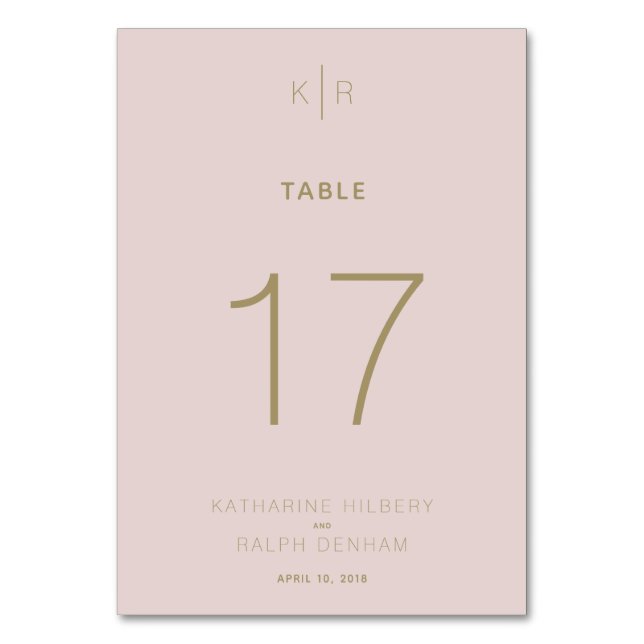 Mariage rose beige moderne simple Carte Numéro de  (Par défaut)
