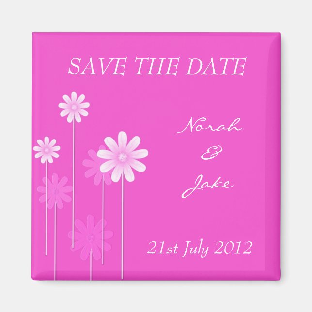 Mariage Rose Daisy Enregistrer La Date Magnet (Devant)