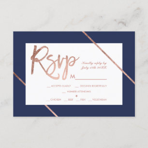 Mariage rose de rsvp de bleu marine de rayure de