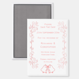 Mariage rose Enregistrer La Date Magnet Bells
