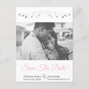 Mariage rose et gris Enregistrer la date Carte pos
