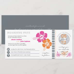 Mariage rose et orange de carte d'embarquement de