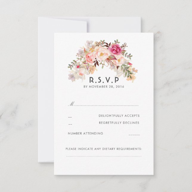 Mariage rose floral RSVP (Devant)