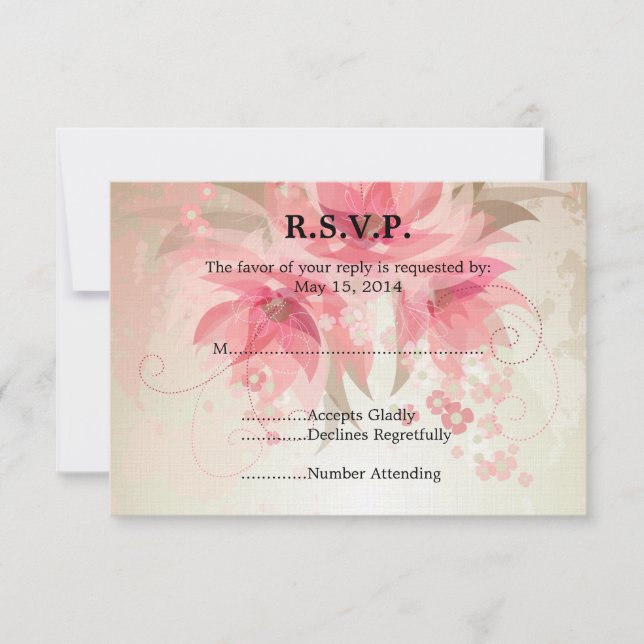 Mariage rose floral RSVP (Devant)