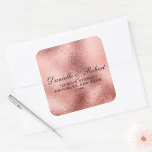 Mariage rose Gold Foil Adresse de retour Étiquette